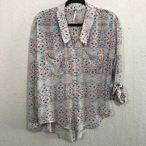 Free People Easy Rider Geometric Print Sheer Top
